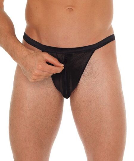 Mens Black GString With Pouch Male