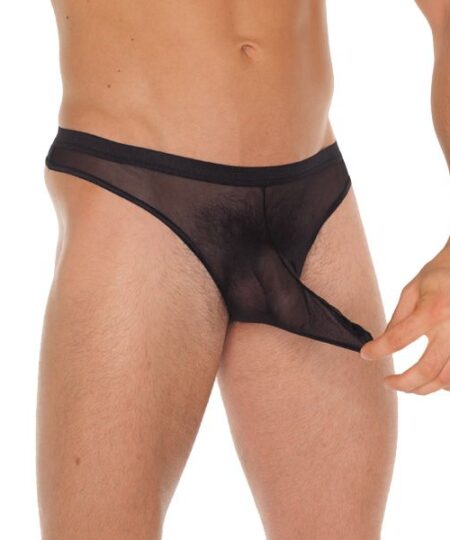 Mens Black GString With Penis Sleeve Male