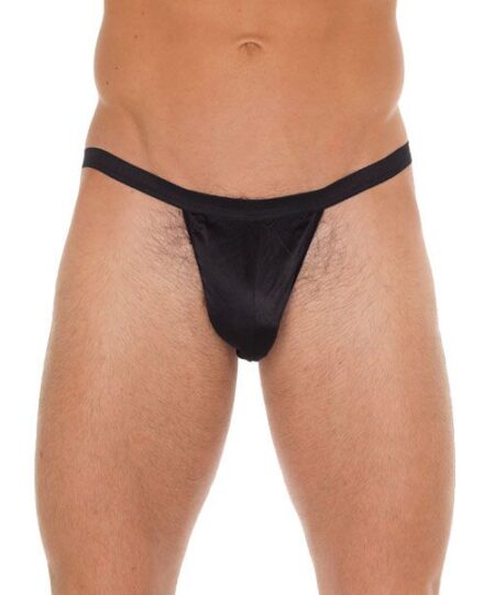 Mens Black GString With Black Pouch Male
