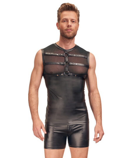 NEK Matte Look Shirt With Chest Harness Black Male