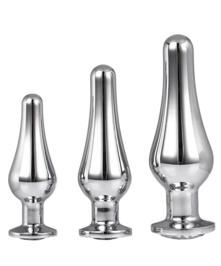 Gleaming Butt Plug Set Silver Jewel Butt Plugs