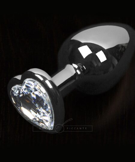Dolce Piccante Silver Style Small Anal Plug Clear Heart Gem Jewel Butt Plugs