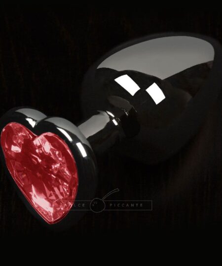 Dolce Piccante Graphite Style Small Anal Plug Red Heart Gem Jewel Butt Plugs