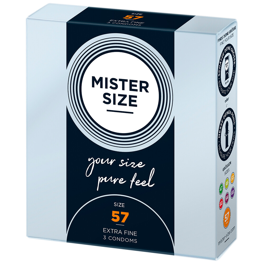 Mister Size 57mm Your Size Pure Feel Condoms 3 Pack Natural and Regular