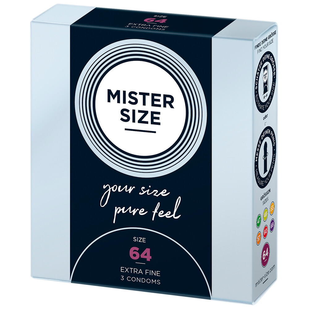 Mister Size 64mm Your Size Pure Feel Condoms 3 Pack Large and X-Large