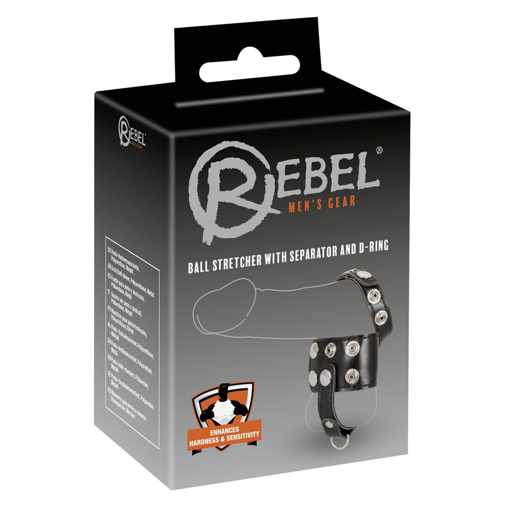 Rebel Mens Gear Ball Stretcher With Separator And D Ring Bondage Cock Rings