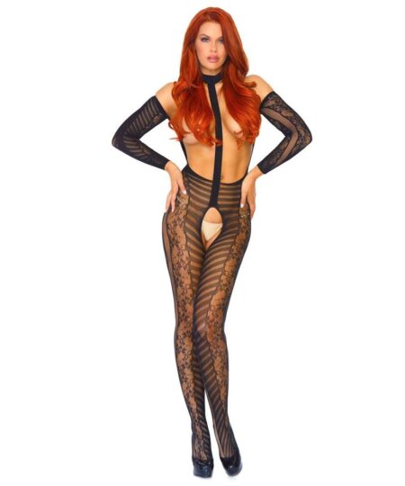 Leg Avenue Reversible Long Sleeved Bodystocking UK 8 to 14 Bodies and Playsuits