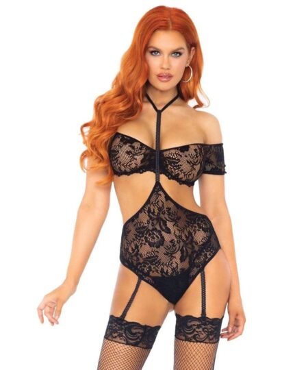 Leg Avenue 2 Piece Lace Bandeau and Teddy Set Bodies and Playsuits