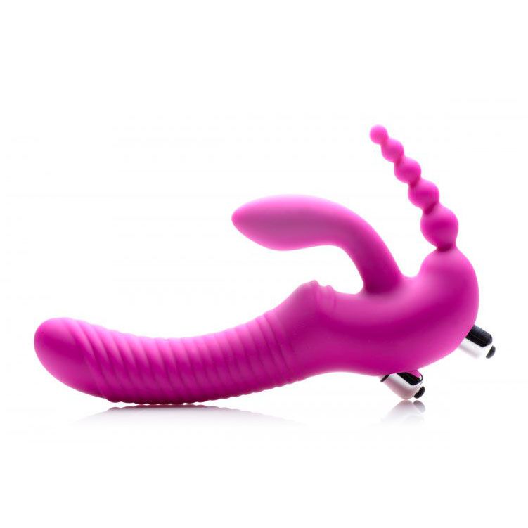 Regal Rider Vibrating Silicone Strapless Strap On Triple G Dildo Strapless Strap Ons