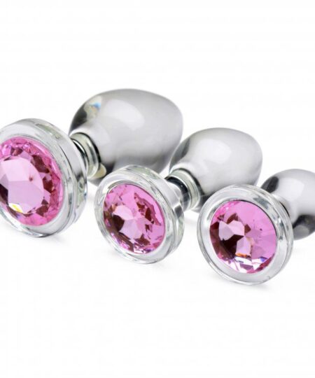 Pink Gem Glass Anal Plug Set Butt Plug Kits