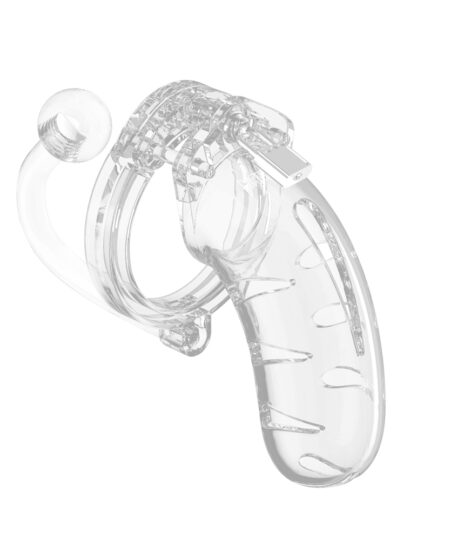 Man Cage 11  Male 4.5 Inch Clear Chastity Cage With Anal Plug Male Chastity