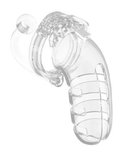 Man Cage 12  Male 5.5 Inch Clear Chastity Cage With Anal Plug Male Chastity