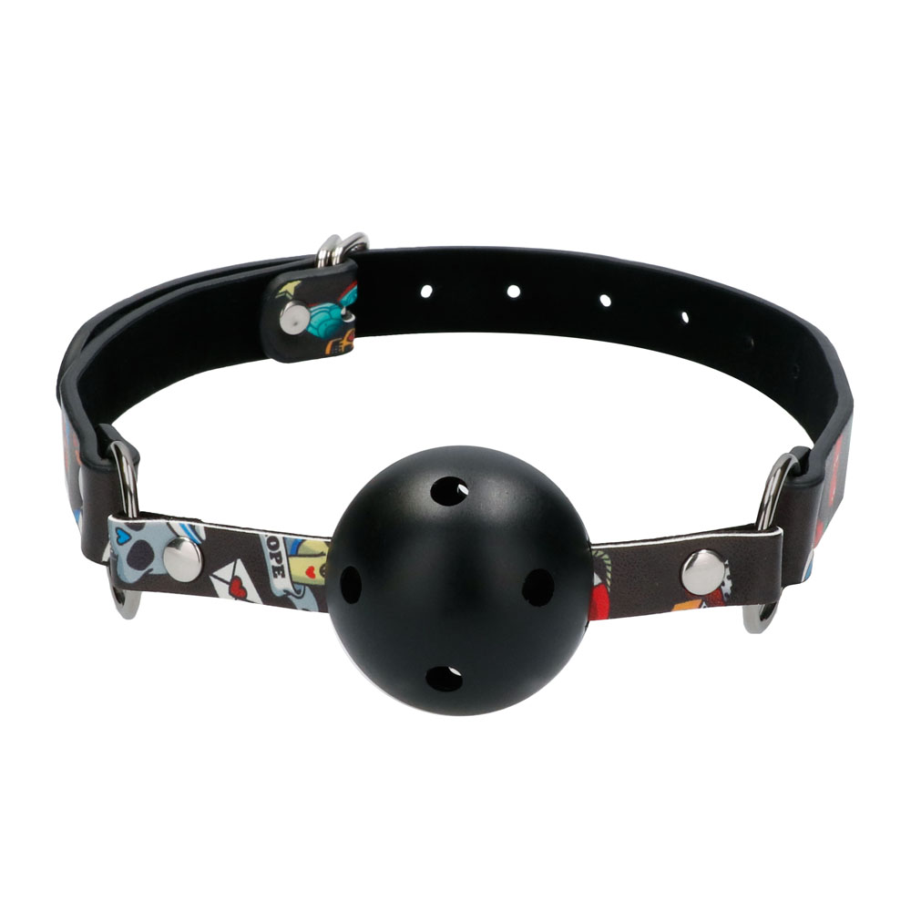 Ouch Breathable Ball Gag With Printed Leather Straps Gags and Bits
