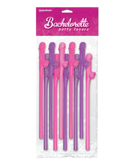 Bachelorette Party Favors 10 Pecker Straws Pink And Purple Novelties