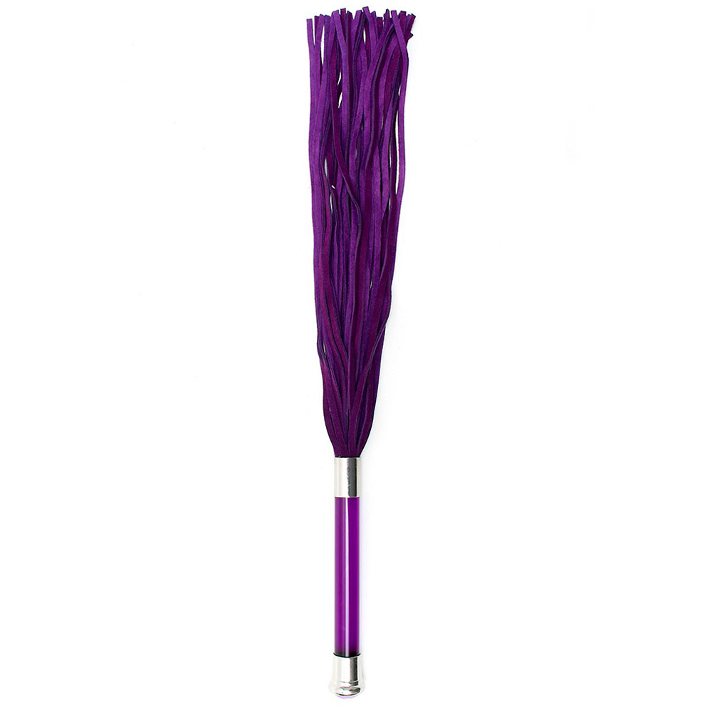 Purple Suede Flogger With Glass Handle And Crystal Whips