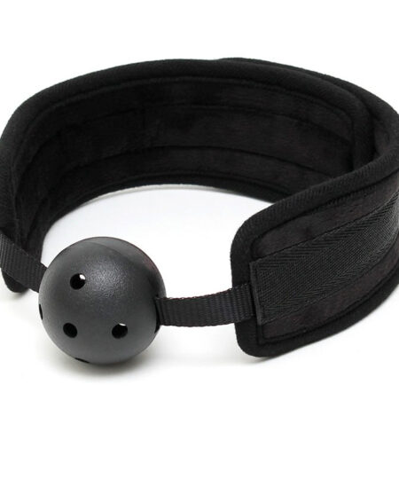 Black Padded Mouth Gag With Breathable Ball Gags and Bits