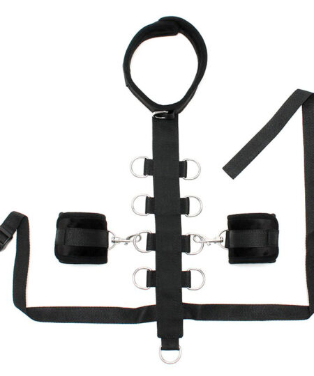 Black Padded Collar With Restraint Line And Cuffs Restraints