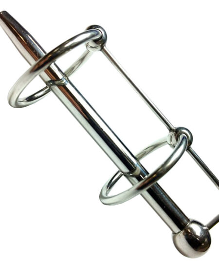 Rouge Stainless Steel Double Ring Sperm Stopper Cock and Ball Bondage