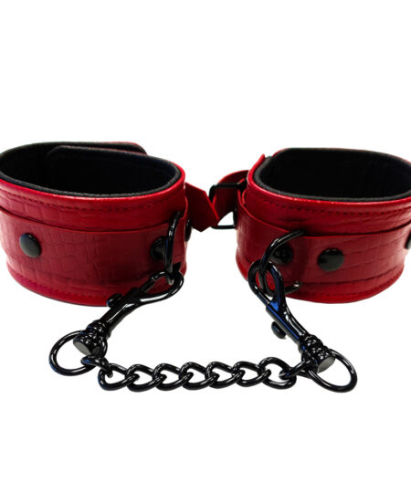 Rouge Garments Leather Croc Print Ankle Cuffs Restraints