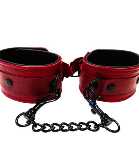 Rouge Garments Leather Croc Print Wrist Cuffs Handcuffs