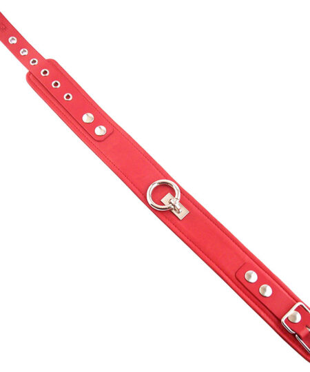 Rouge Garments Plain Red Leather Collar Collars
