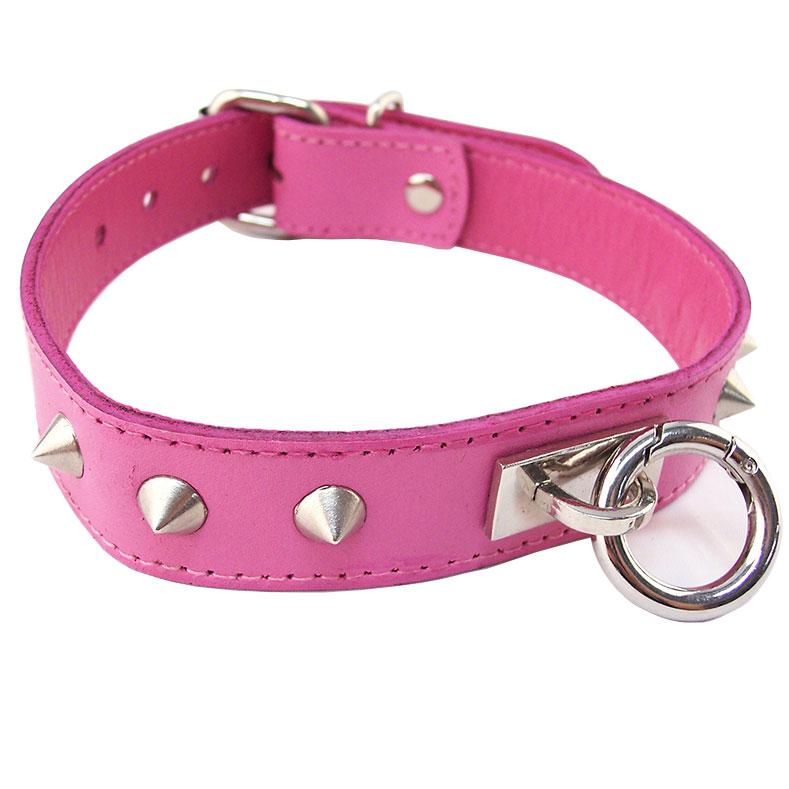 Rouge Garments Pink Studded ORing Studded Collar Collars