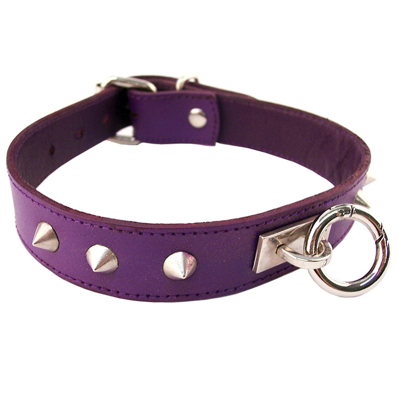 Rouge Garments Purple Studded ORing Studded Collar Collars