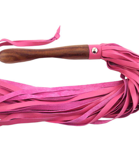 Rouge Garments Wooden Handled Pink Leather Flogger Whips
