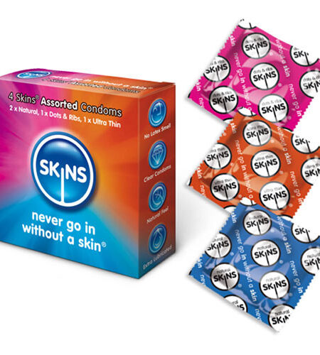 Skins Condoms Assorted 4 Pack Natural and Regular