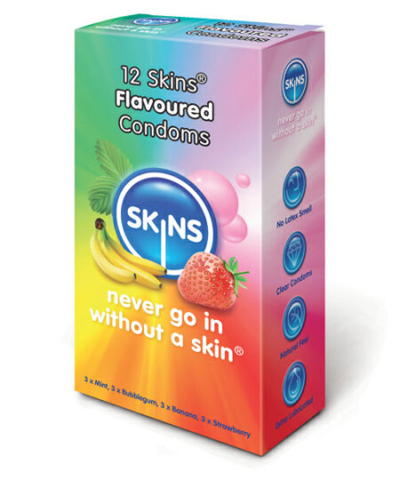 Skins Flavoured Condoms 12 Pack Flavoured, Coloured, Novelty