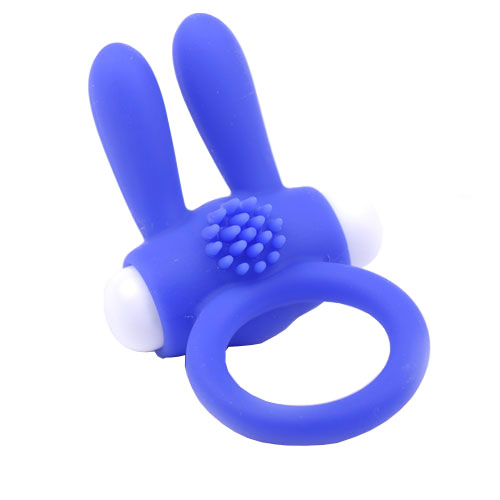 Cockring With Rabbit Ears Blue Love Ring Vibrators