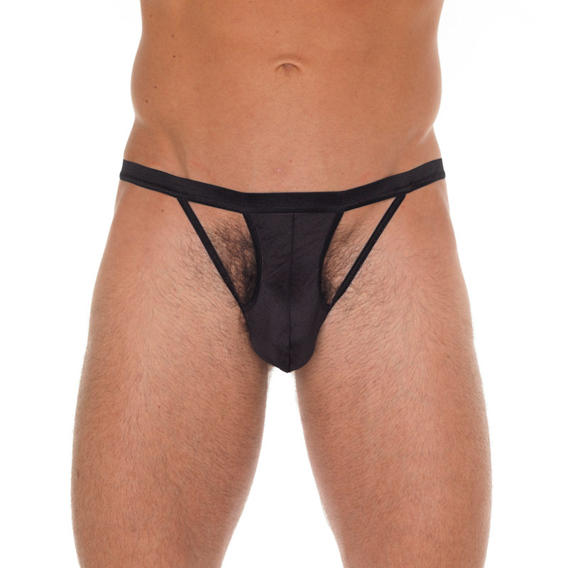 Mens Cut Out GString Black Male