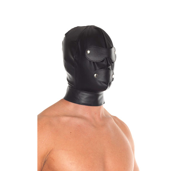 Leather Full Face Mask With Detachable Blinkers Bondage Hoods