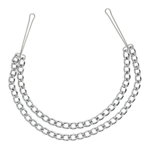 Silver Nipple Clamps With Double Chain Nipple Clamps